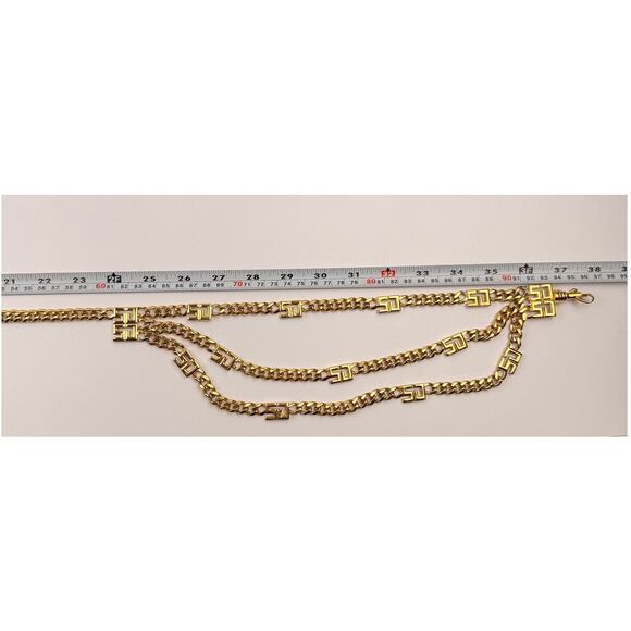 St. John Gold SJ Logo Layered Chain Belt Vintage main image 5